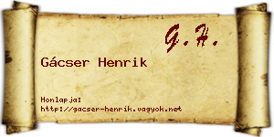 Gácser Henrik névjegykártya